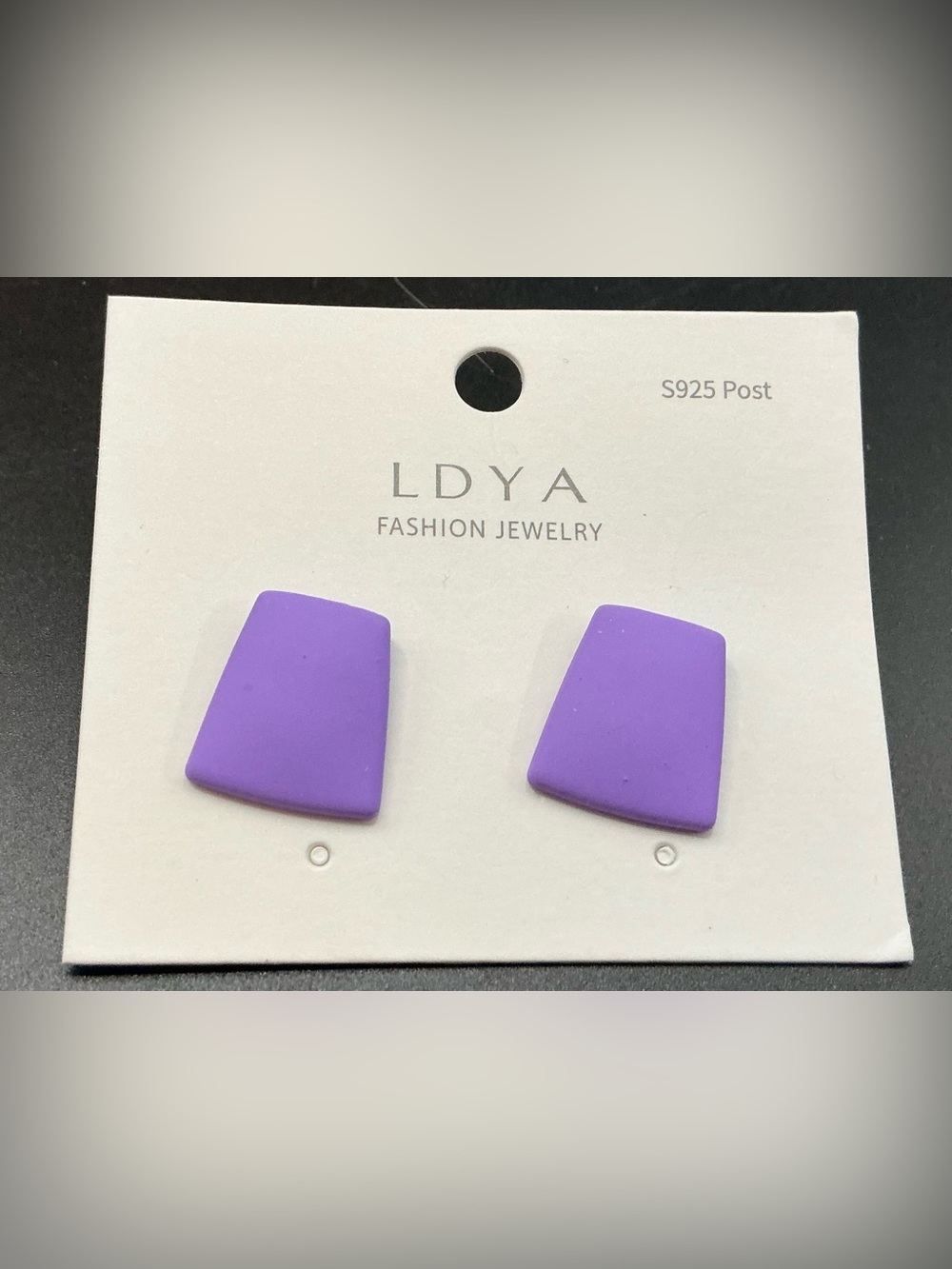 STERLING SILVER 925 STUD  PURPLE 3/4” PIERCED EARRINGS UNIQUE